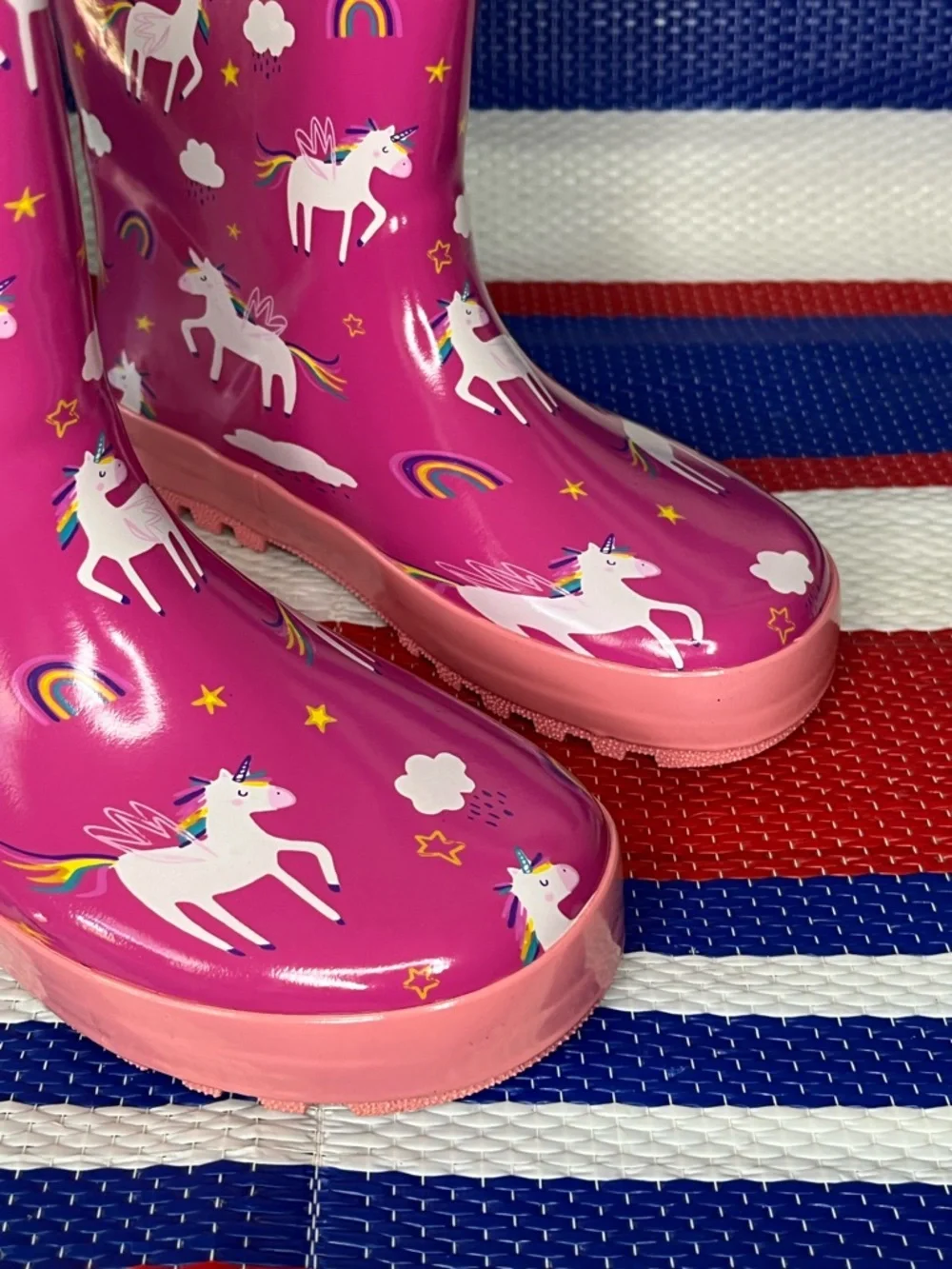 Party PINK Unicorn Rainbow Hbxooxts Kids Outdoor Waterproof Rain Boots Size 13